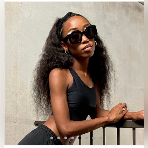 DIFF eyewear black giada oversized Square Sunglasses new with‎ cloth case new - Picture 3 of 5